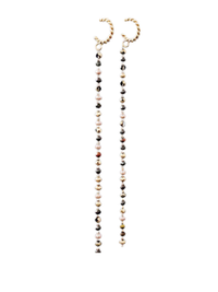 Elongated Beaded Dangle Hoop Earrings