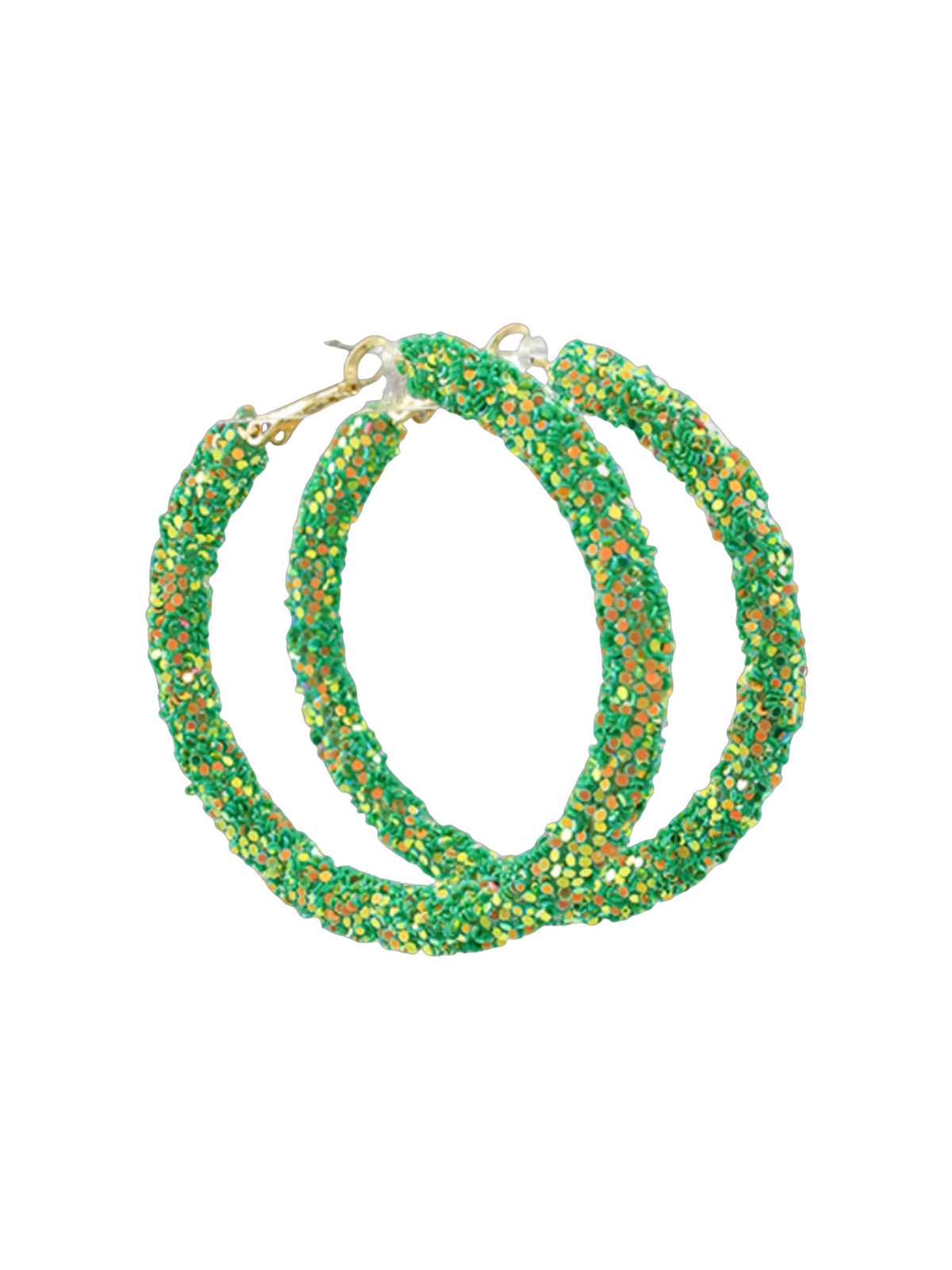 Green Glitter Hoop Earrings