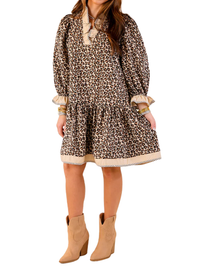 Forever Leopard Print Ruffle Trim Dress