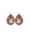 Wooden Plaid Santa Earrings