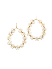 Oval Floral Beaded Drop Earrings for Women