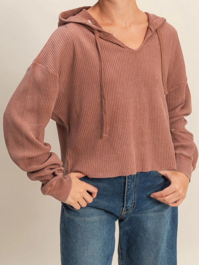 Jordan's Cropped Waffle Hoodie*FINAL SALE*