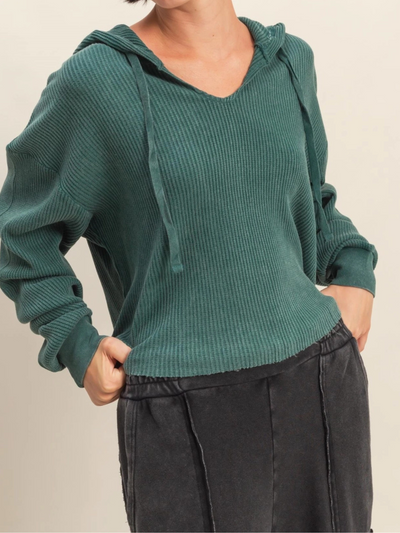 Jordan's Cropped Waffle Hoodie*FINAL SALE*
