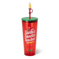 Santa's Favorite Teacher 24oz Straw Tumbler