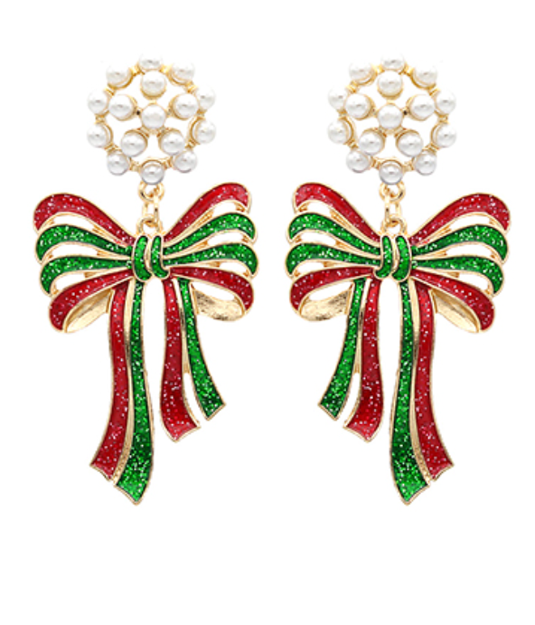 Striped Bow Earrings