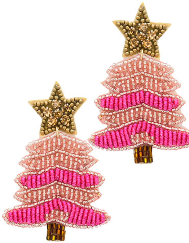 Christmas Tree Beaded Earrings