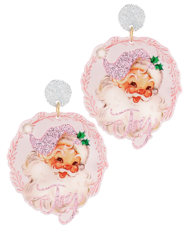 Pink Santa Earrings