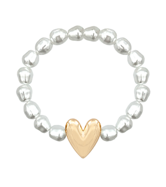 Love Heart & Pearl Bracelet