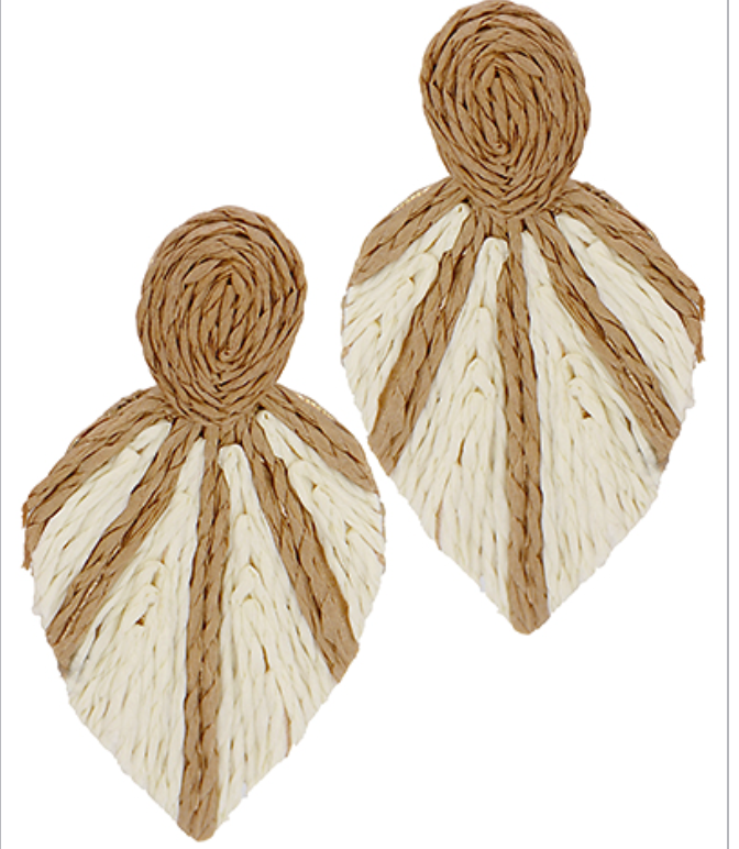 Raffia Leaf Shaped Earrings