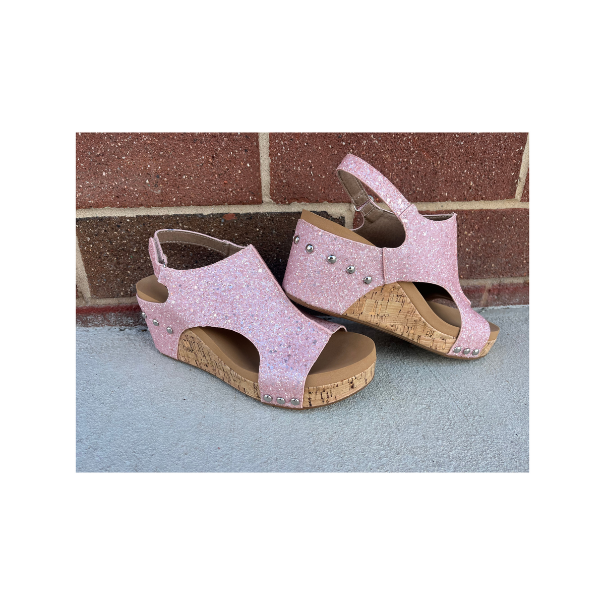 Corky's Carley Pink Glitter Wedges