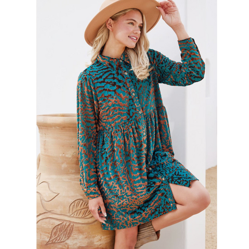 Velvet Leopard Baby Doll Dress