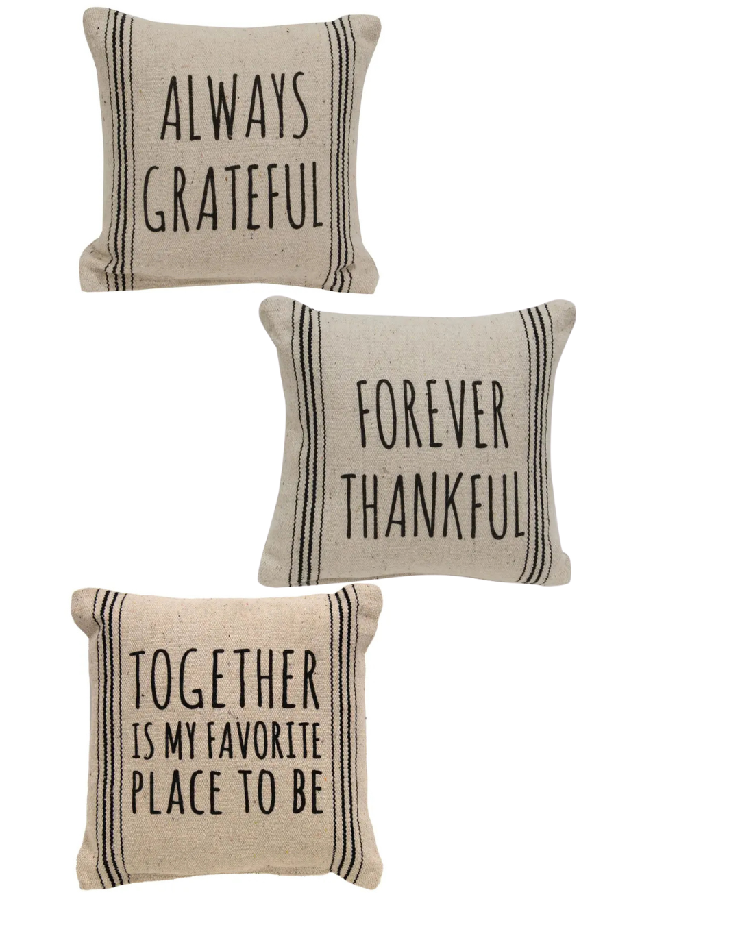 Pillows with motivational phrase
