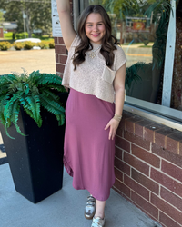 Marsala Sleeveless Midi Dress by Staccato