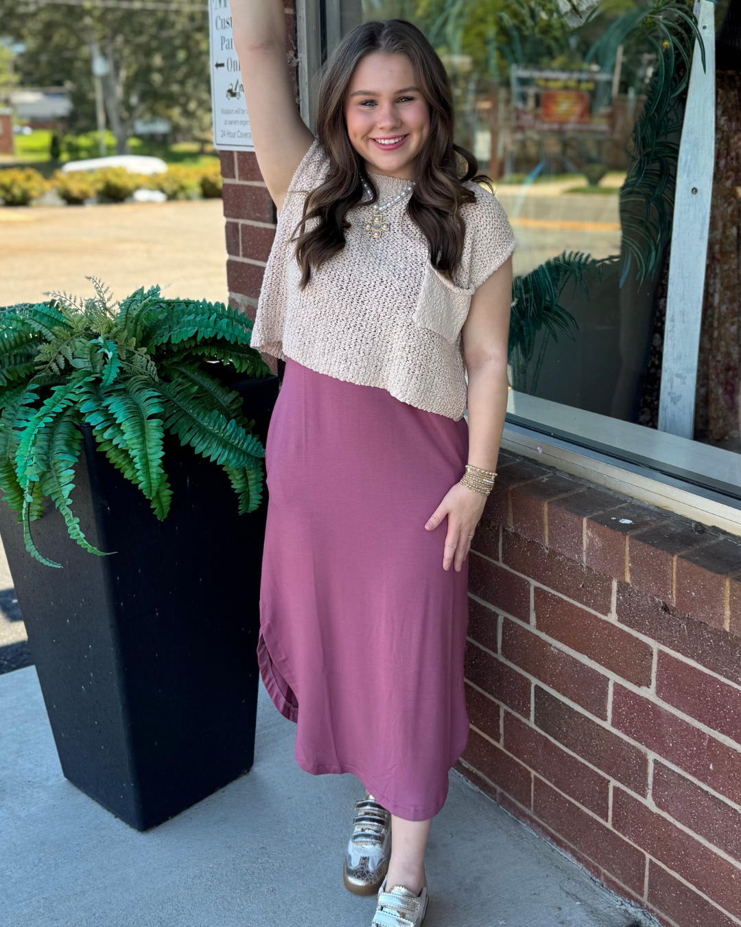 Marsala Sleeveless Midi Dress by Staccato