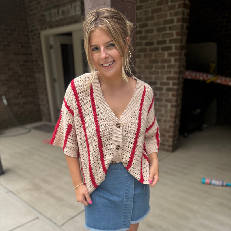 Lea's Open Knit Button-Down Sweater Top *FINAL SALE*