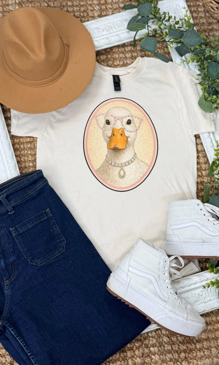 Goose with Rhinestone Specs Graphic Tee for Women