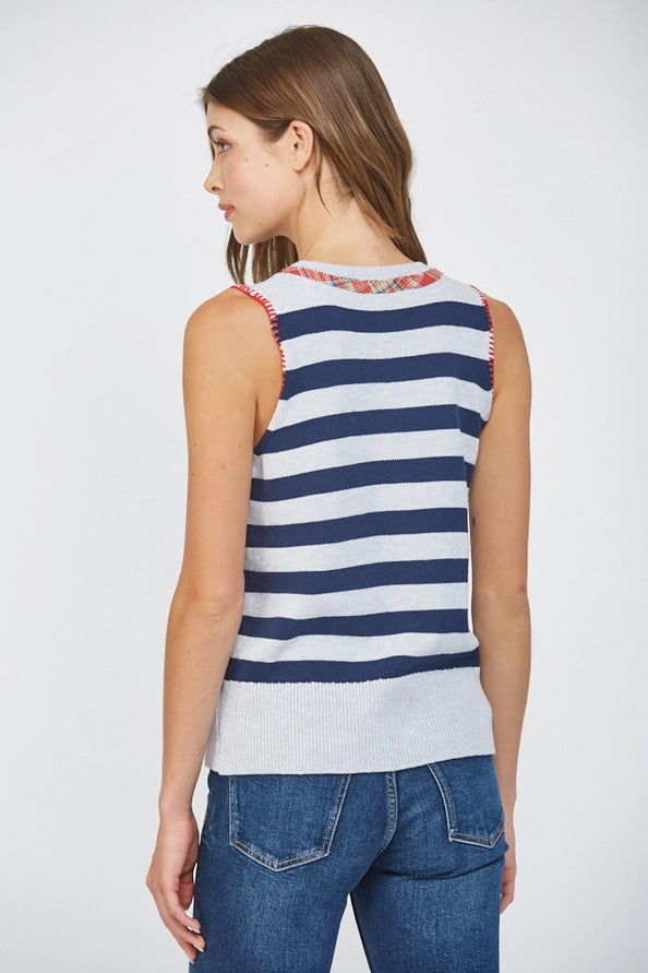 American Flag Motif Slvl Sweater
