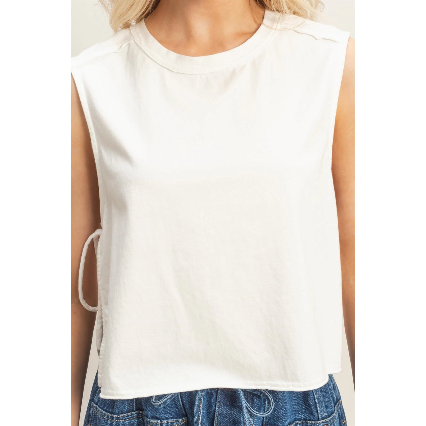 Sleeveless Raw Edge Top