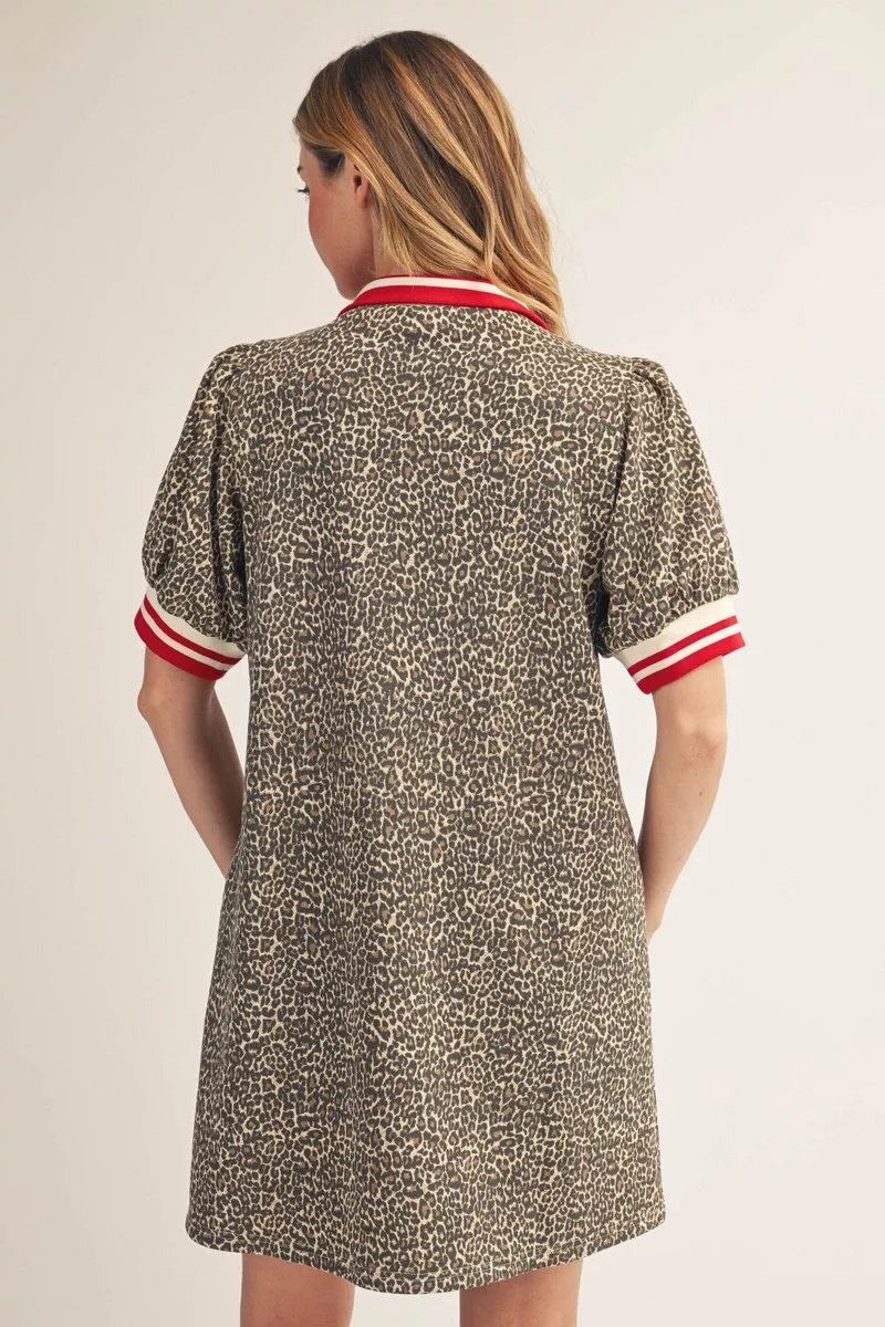 Leopard Front Zip Mini Dress