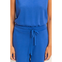 Drawstring Waist Sleeveless Romper