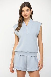 Modal Blend Sleeveless Zip-Up Top