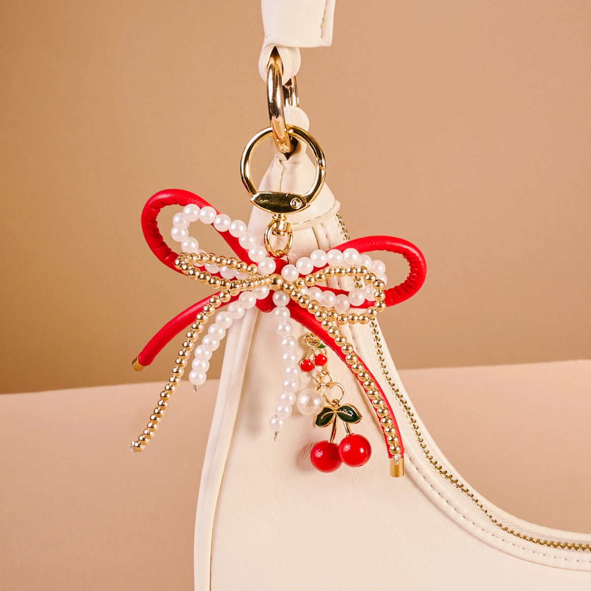 Layered Bows Bag Charm Cherry Bliss