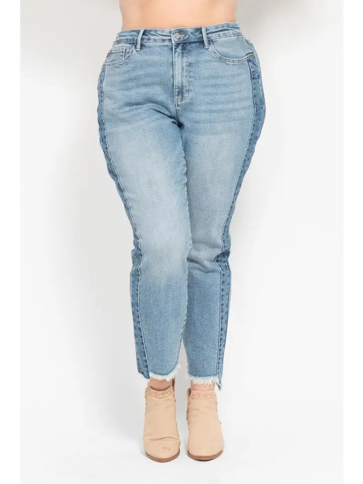 Hw Vintage Wash Side Panel Detail & Hi Lo Fray Hem Slim