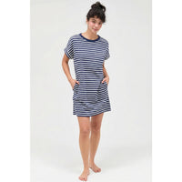 Navy Striped T-Shirt Mini Dress