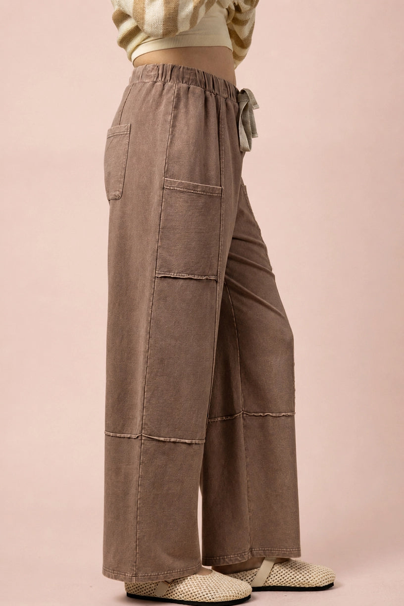 Mineral Washed Wide Leg Pants