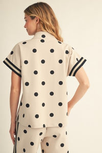 Classic Charm Polka Dot Quarter Zip Top