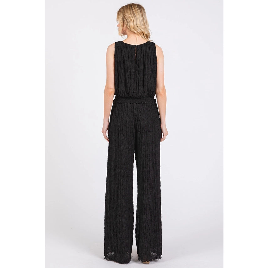 Textured Stretchy Crop Tank and Pants Set for Women