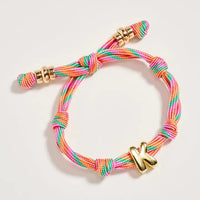Multicolor Rope Initial Bracelet with Gold Letter Charm