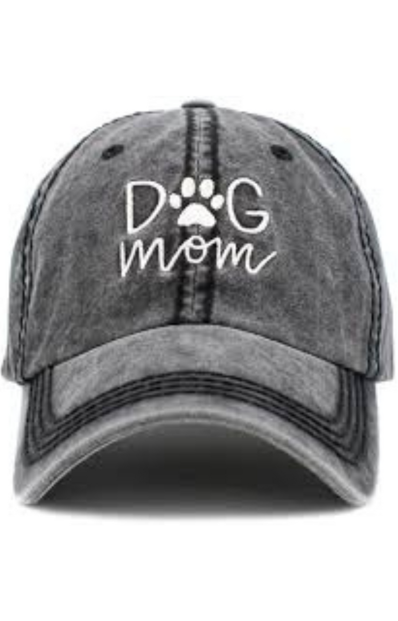 dog mom/hat/baseball hat/ grey