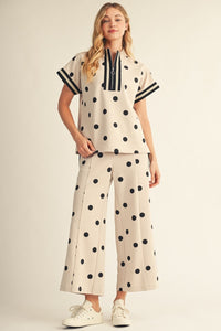 Classic Charm Polka Dot Quarter Zip Top