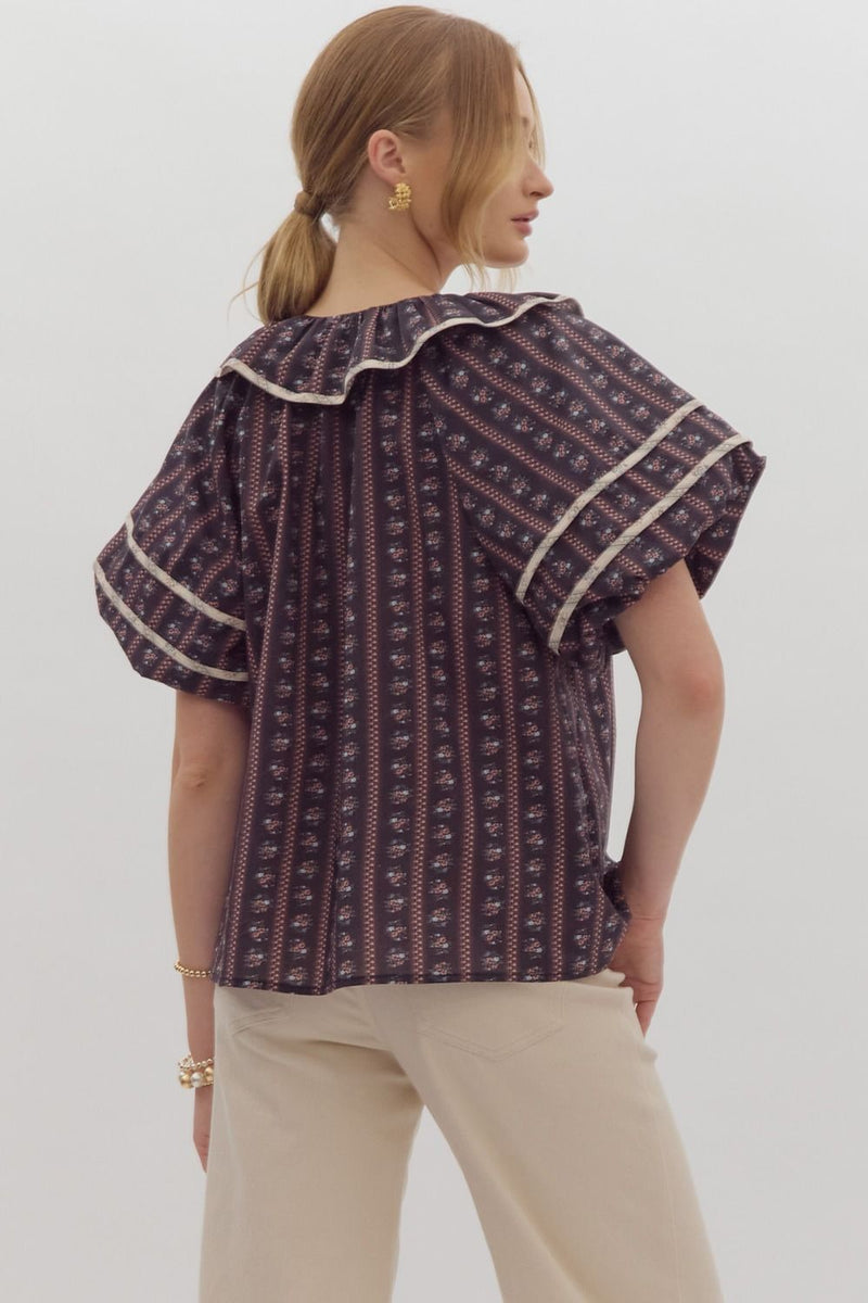 Take A Stroll Ruffled Top by Entro*Final Sale – Molly Malone's Boutique