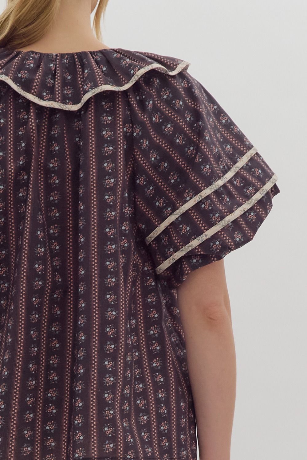 Take A Stroll Ruffled Top by Entro