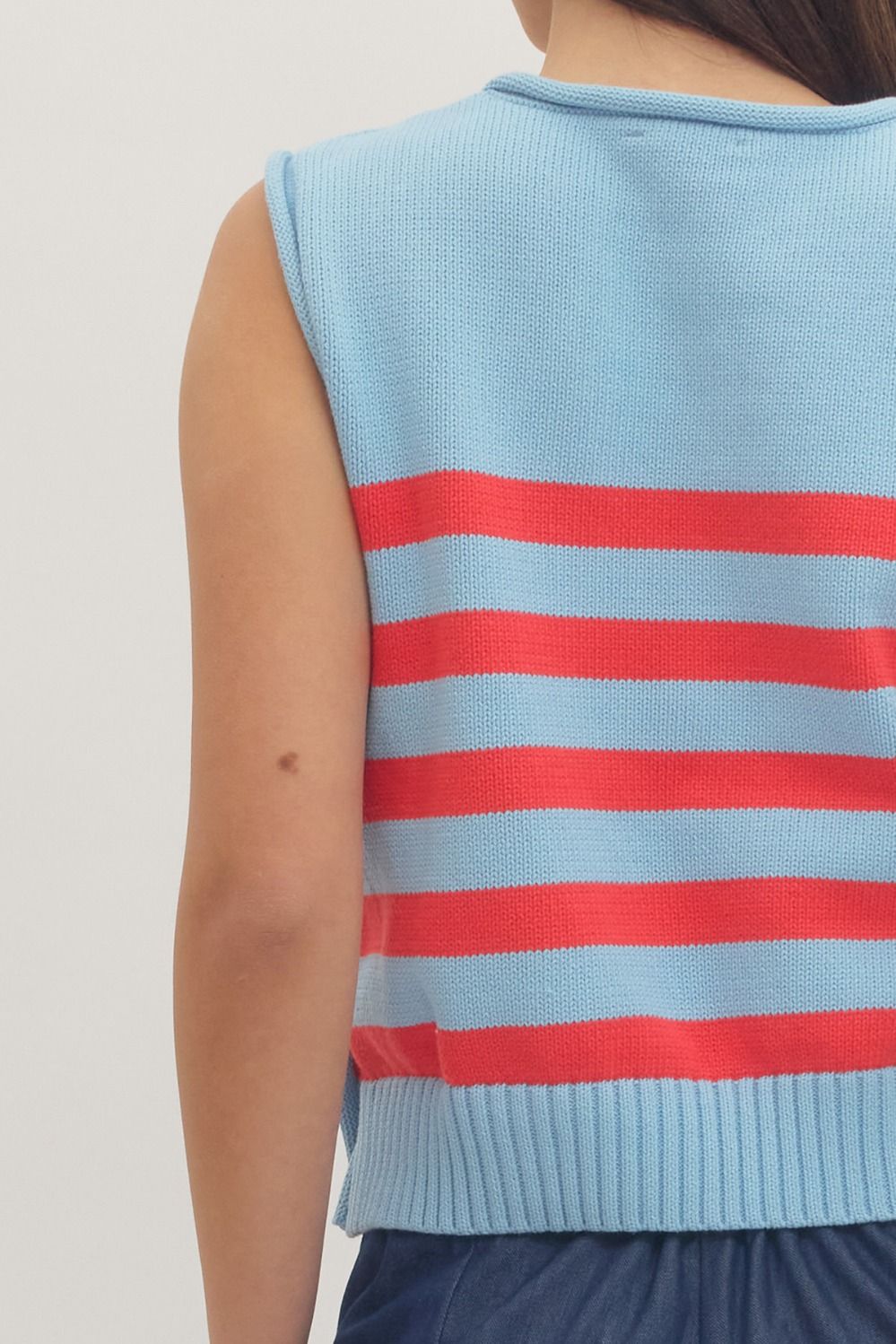 Striped Sleeveless Knit Top for Women