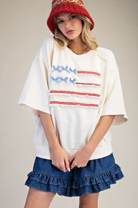 American Flag Washed Terry Pullover