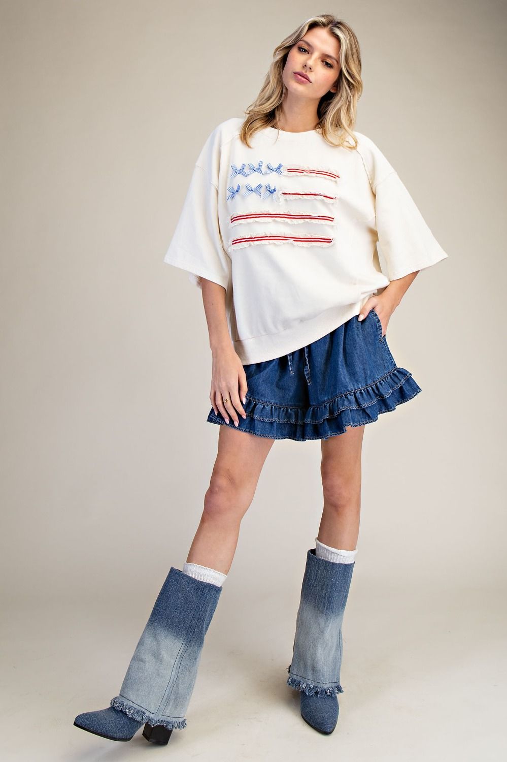 American Flag Washed Terry Pullover