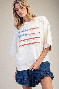 American Flag Washed Terry Pullover
