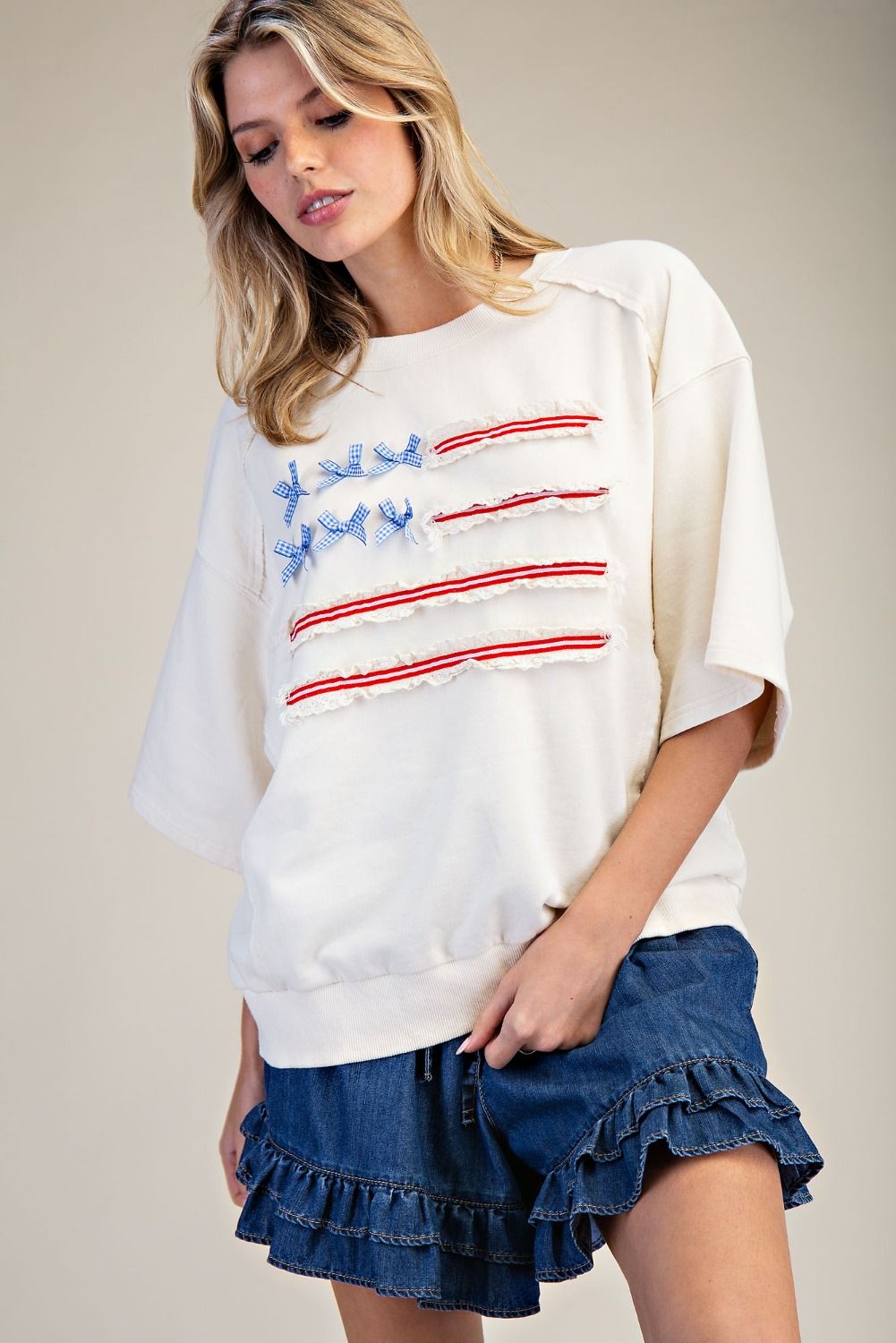 American Flag Washed Terry Pullover