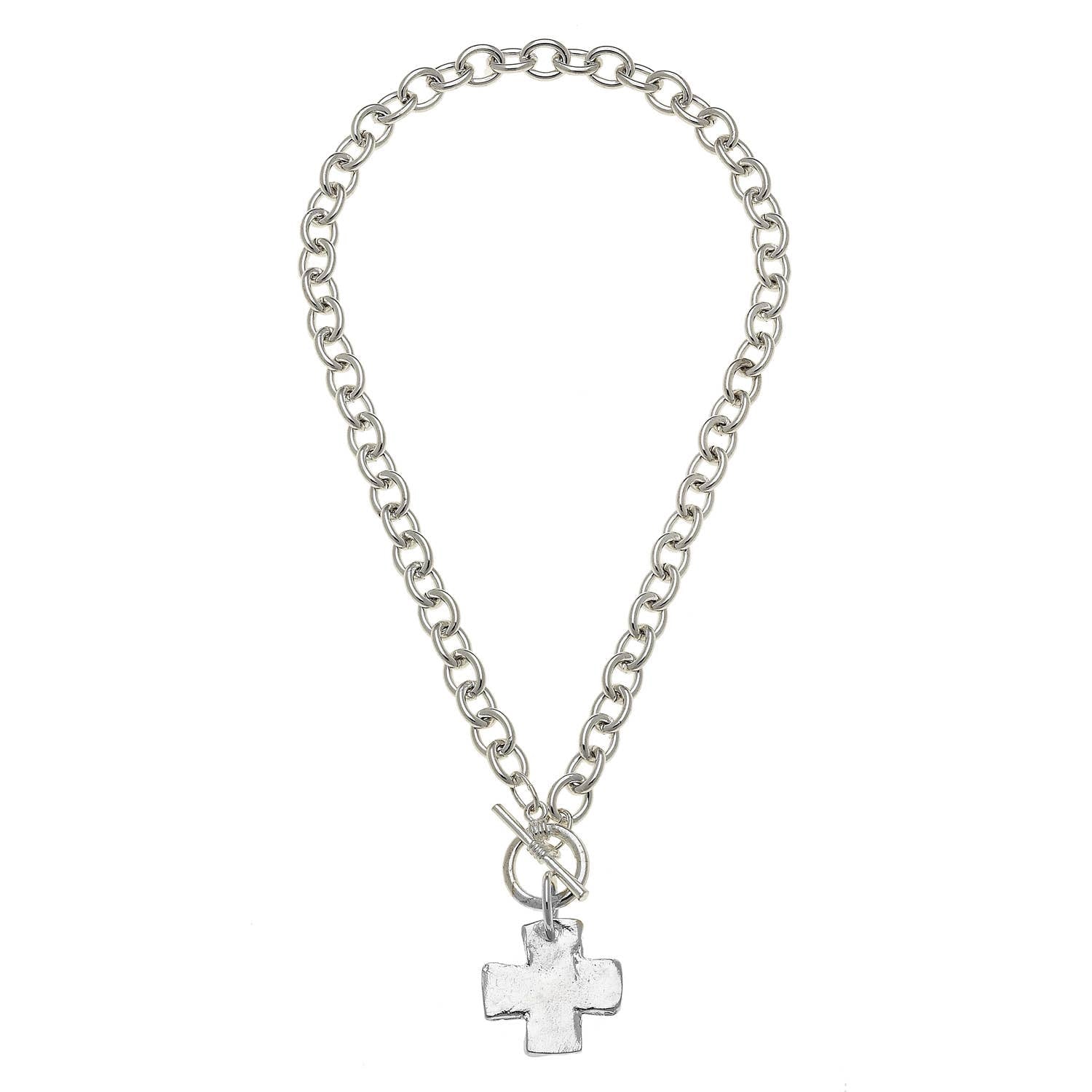 Susan Shaw Silver Cross Front Toggle Necklace