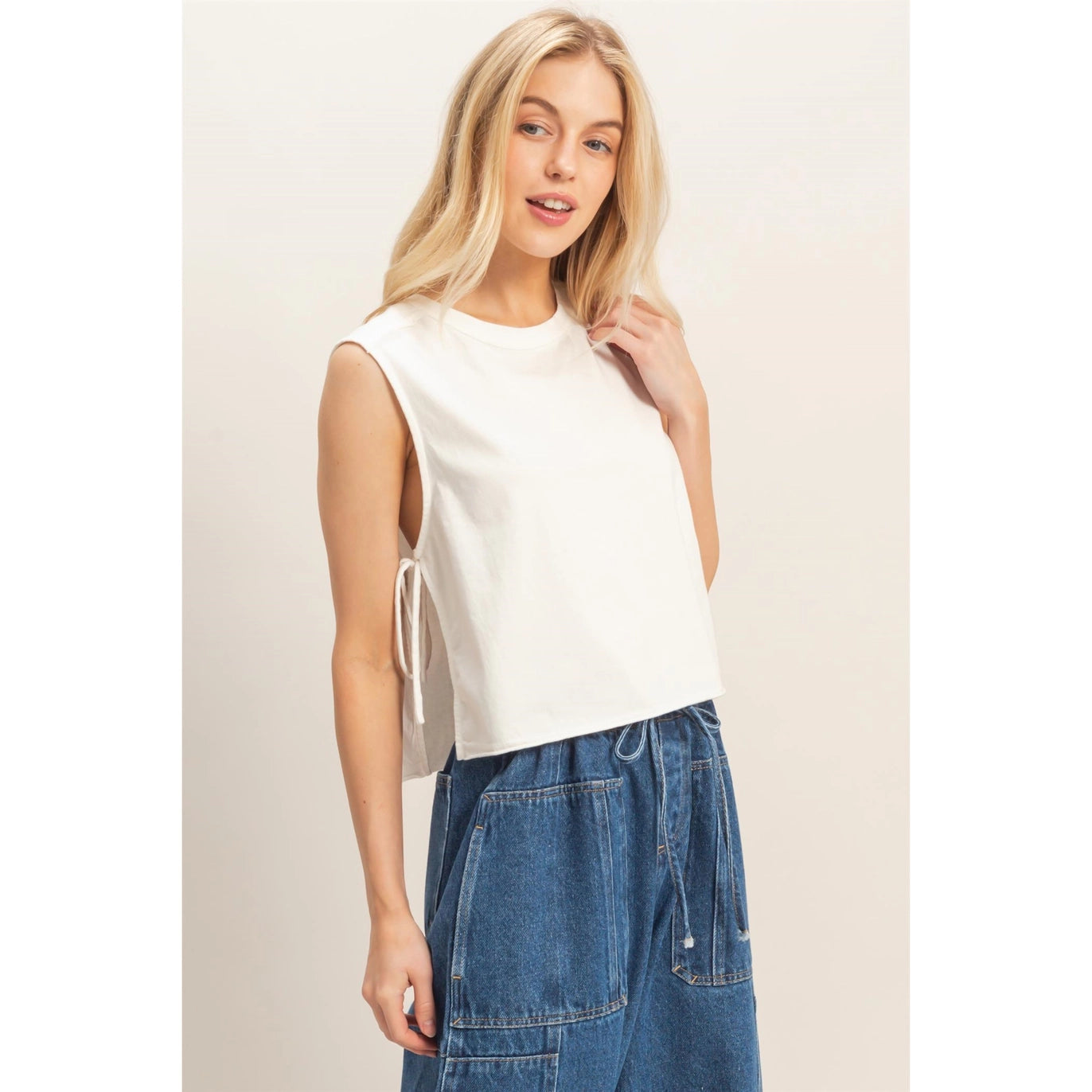 Sleeveless Raw Edge Top