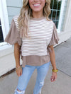 twofer / Tan stripped/ cute fall top 