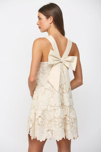 Floral Eyelet Bow-Back Mini Dress