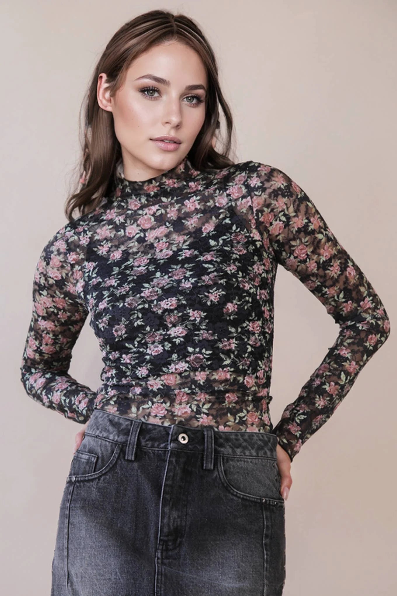 Floral Mesh Top