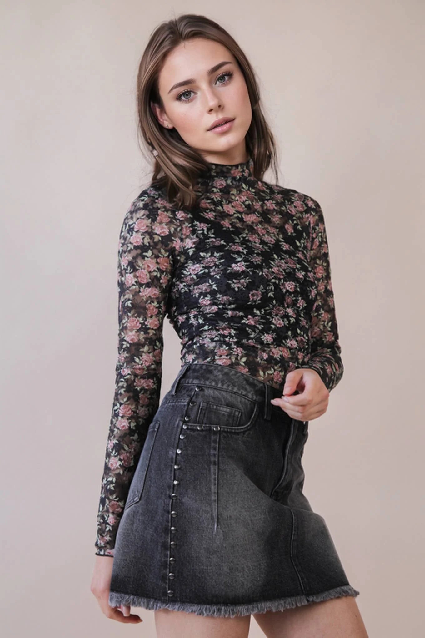 Floral Mesh Top