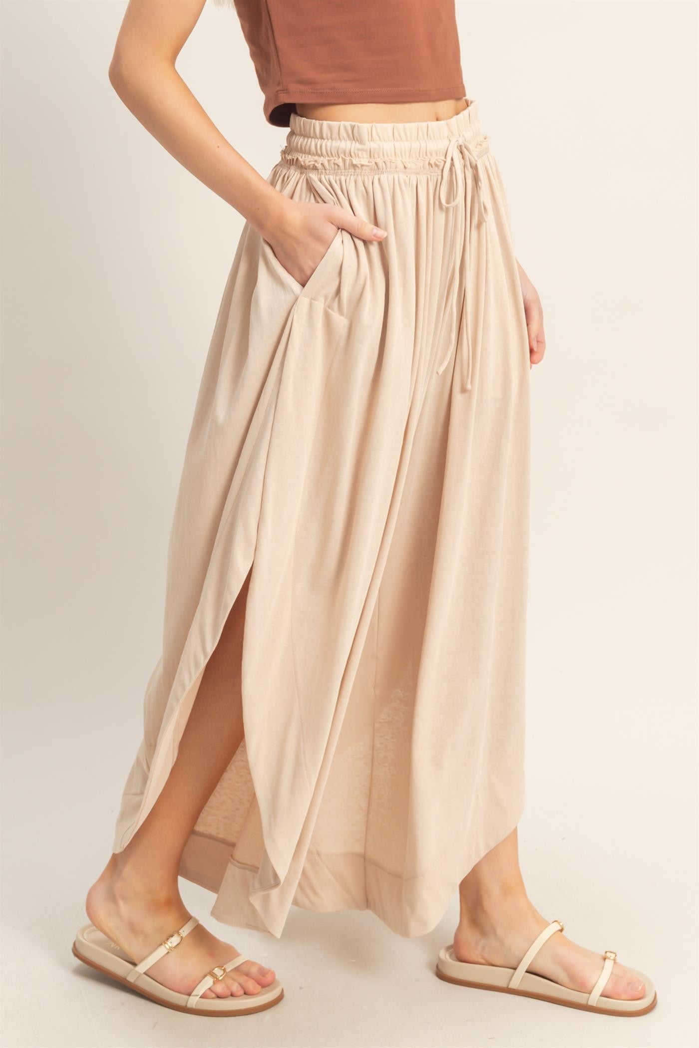 Tulip Hem Wide-leg Pants