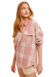 sofie top/plaid/plaid top/ pink plaid/fall/fall top 