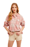 sofie top/plaid/plaid top/ pink plaid/fall/fall top 